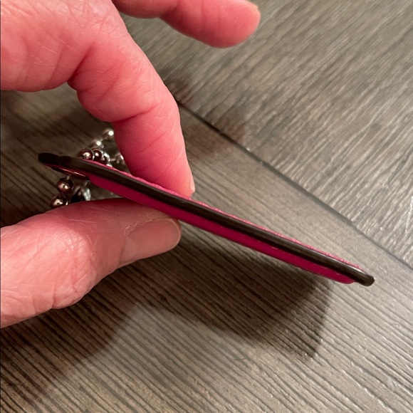 Coach Pink - Fuchsia Large Hangtag Leather Keychain - Picture 4 of 14